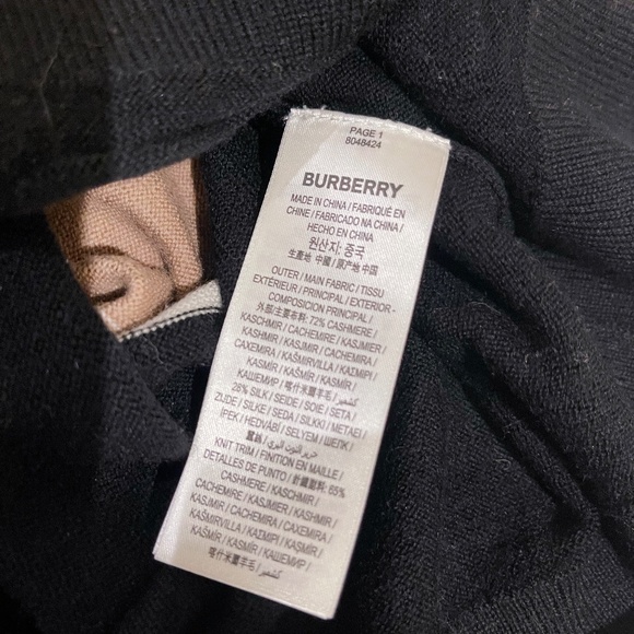 BURBERRY Tan Cashmere & Silk Striped Philippa Cardigan SzM - Picture 12 of 12